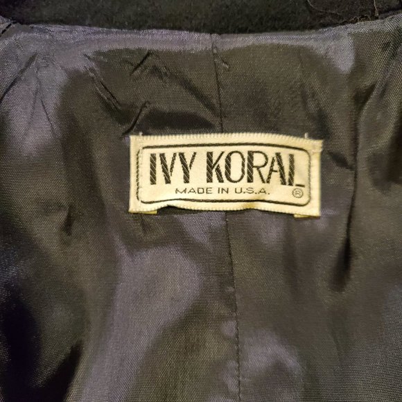 Ivy Koral Vintage Navy Blue Wool Trench Coat Women's Size Large - Picture 9 of 10